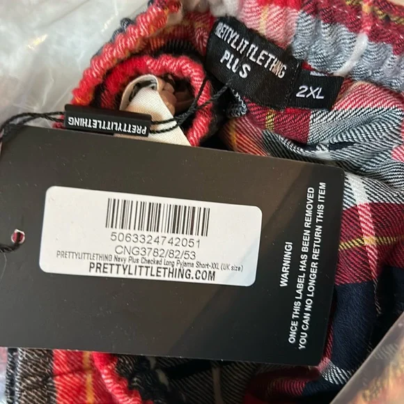 NWT Plaid Button-Up Sleepwear Set - Red and White 2XL - Picture 8 of 8